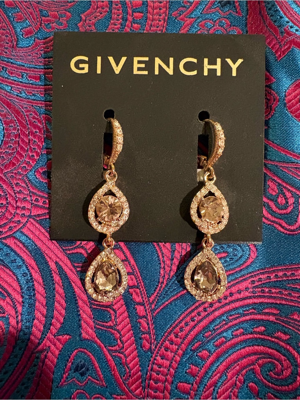 Givenchy Rose Gold Crystal Teardrop Earrings